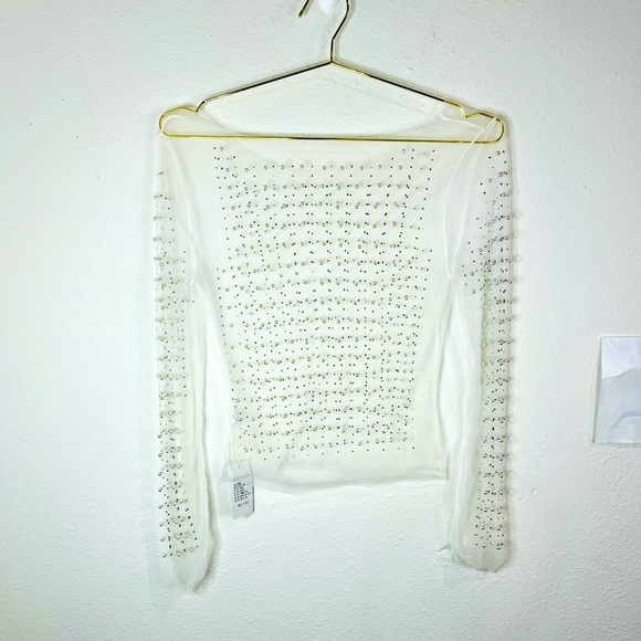 Sheer Mesh Rhinestone Crop Top Medium Party Clubwear Glam Look - Picture 1 of 8